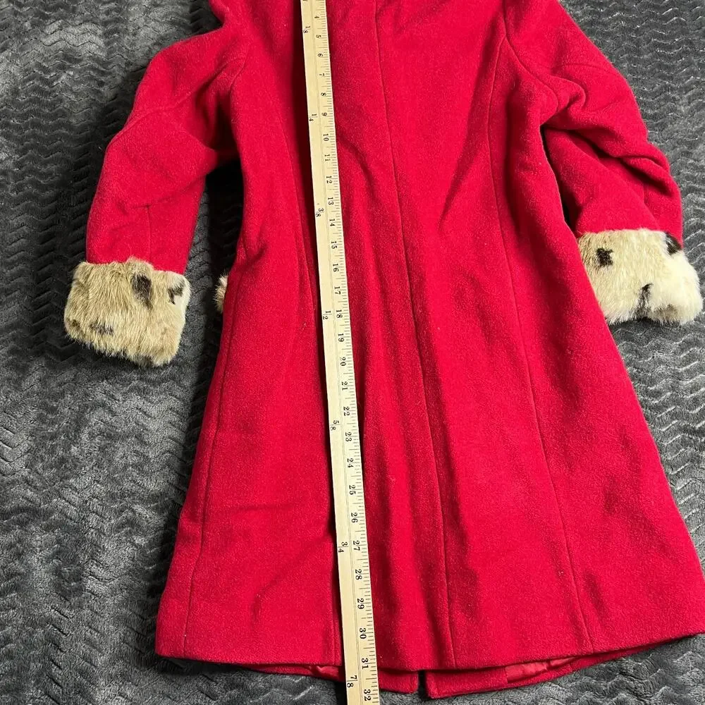 The Children's Place 60% Wool Girls Red Pea Coat size Large